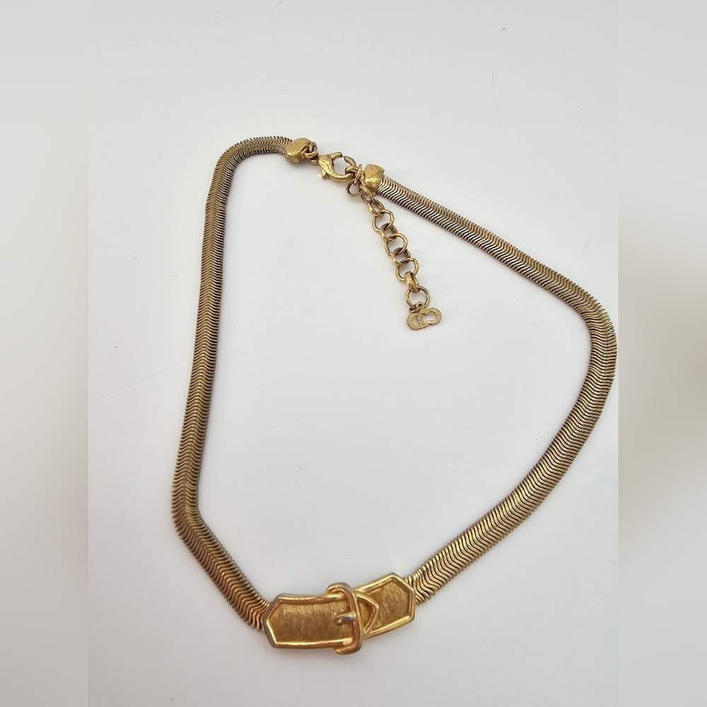 Vintage Christian Dior Gold-Tone Belt & Buckle Motif Necklace - Picture 2 of 7